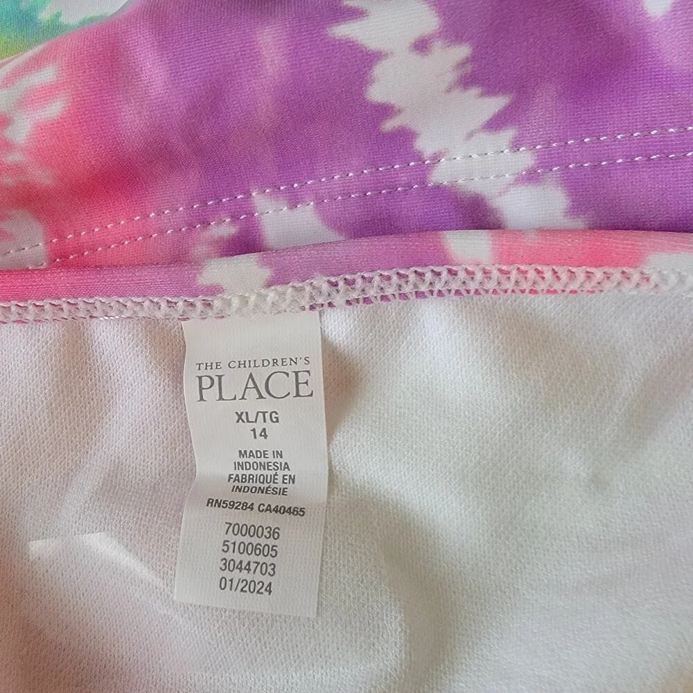NWT The Children's Place Girls Tie Dye Heart 2-Piece Tankini Swimsuit XL 14
